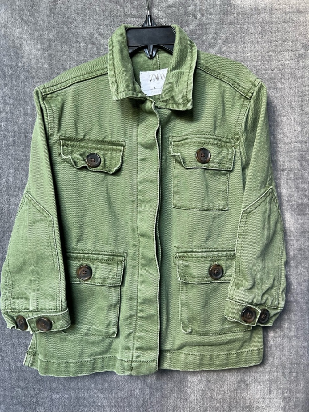 Zara Toddler Girl Utility Jacket Size 5 Olive Green Button Closure Casual Travel - Picture 13 of 15